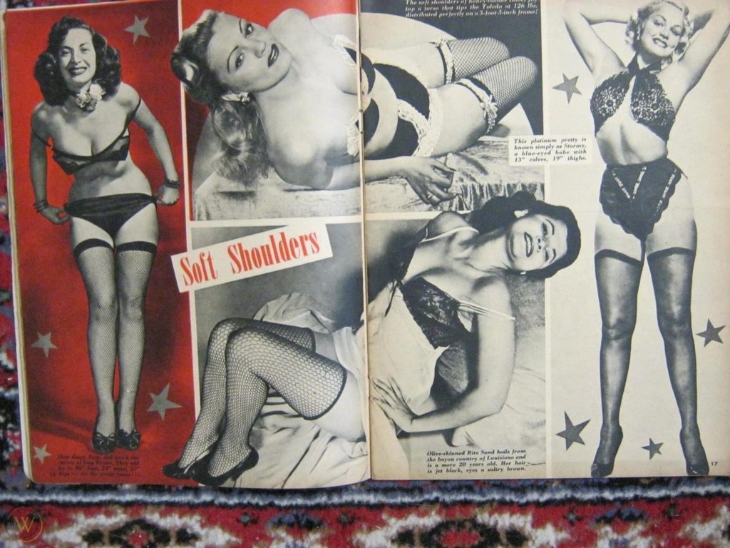 Image of early BDSM and kink magazine, Wink Magazine in 1951 - pictures of women in various poses in their underwear.