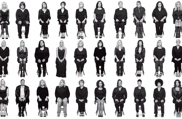 Bill Cosby survivors seated, pictured in black and white for new york magazine